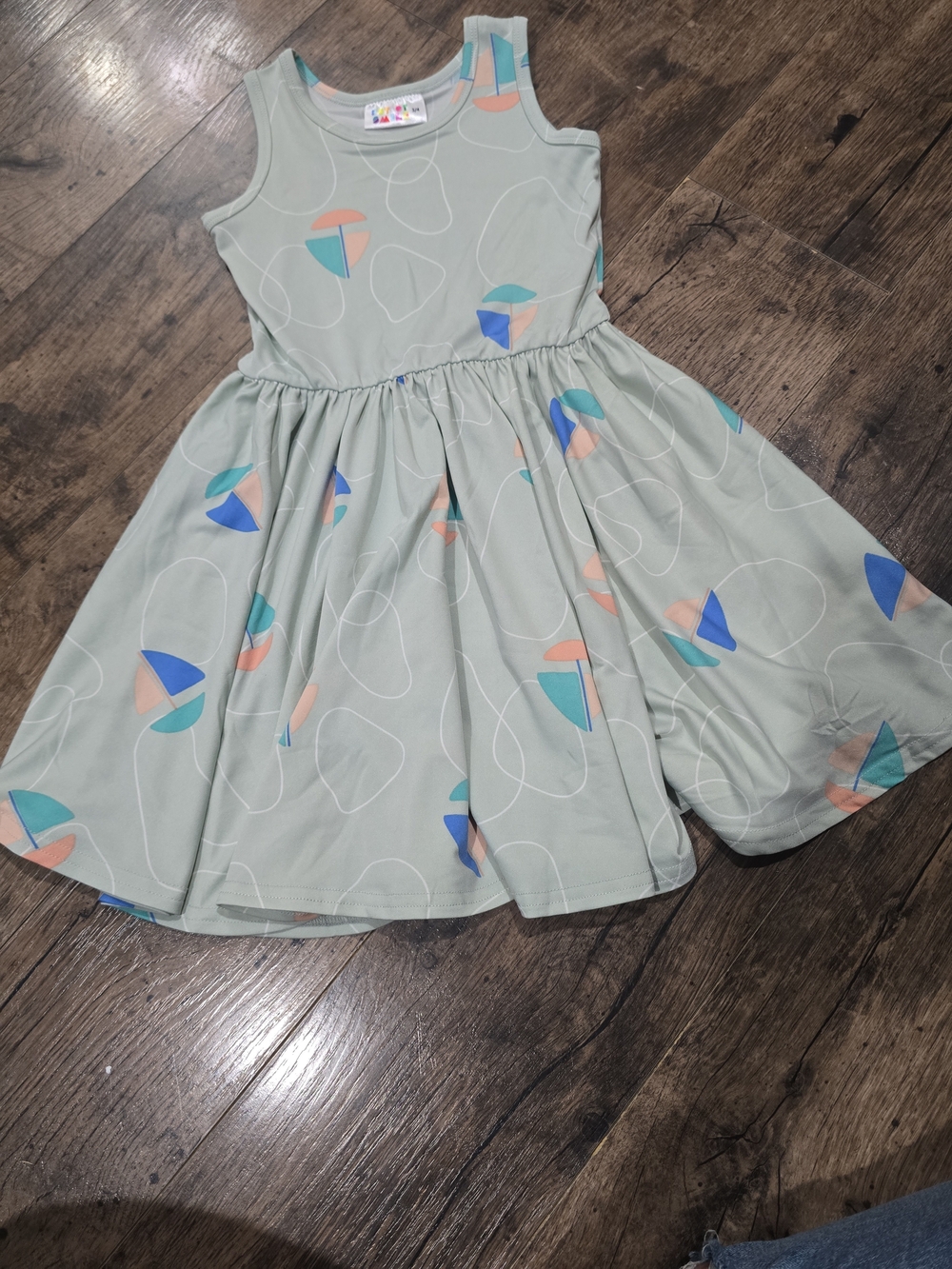 Girls' Gray Sailboat Print Geometric  Twirl Dress by Dotdotsmile Sz 3t/4t